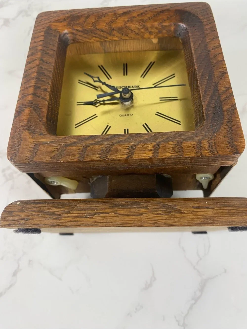 RETRO Wooden Table Clock with Gold Dial